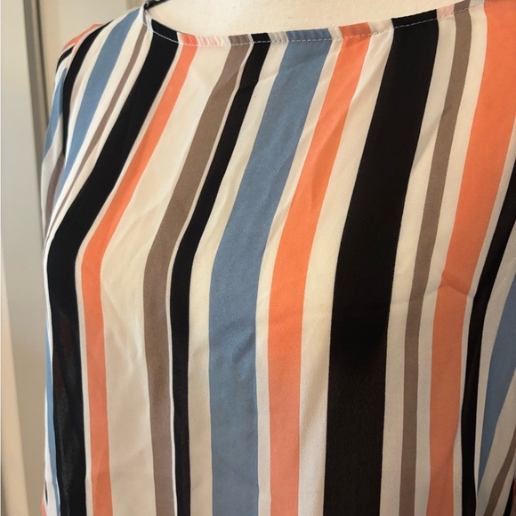 Colorful striped flowy flutter sleeve business blouse size S - Picture 11 of 13